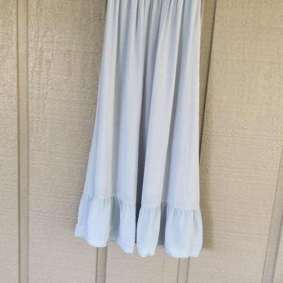 Reformation Meadow Smocked Bodice Slit Square Neck Puff Sleeve Midi In Mineral M - Picture 7 of 15